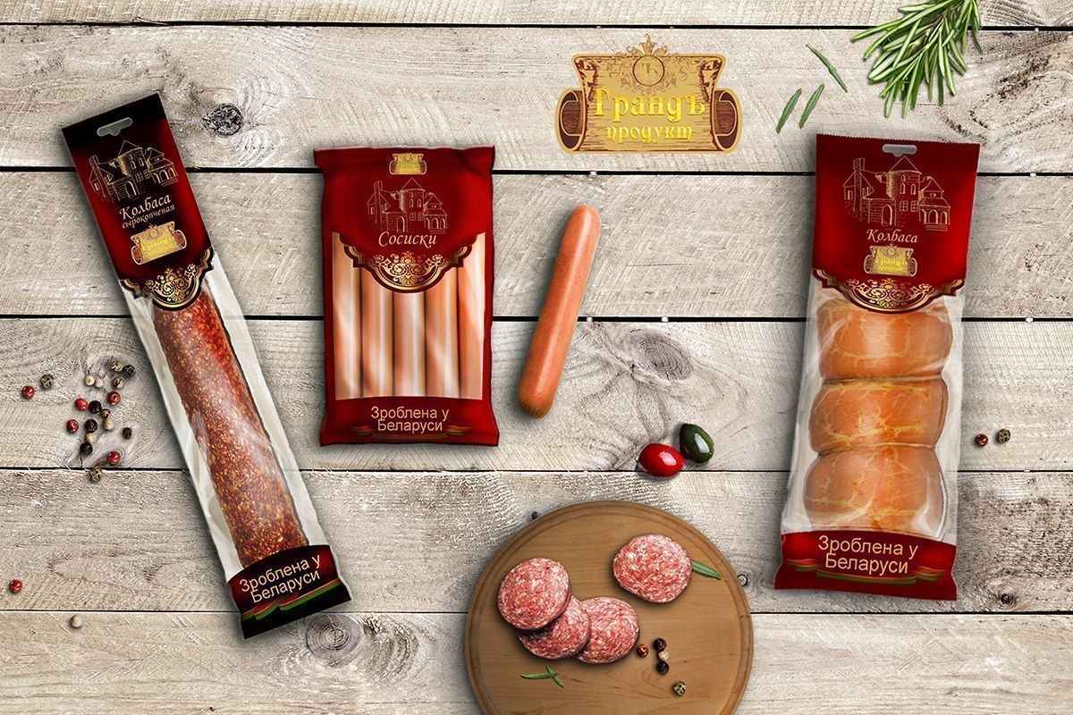 Разработка концепции дизайна упаковки колбас ТМ "Грандъ продукт"