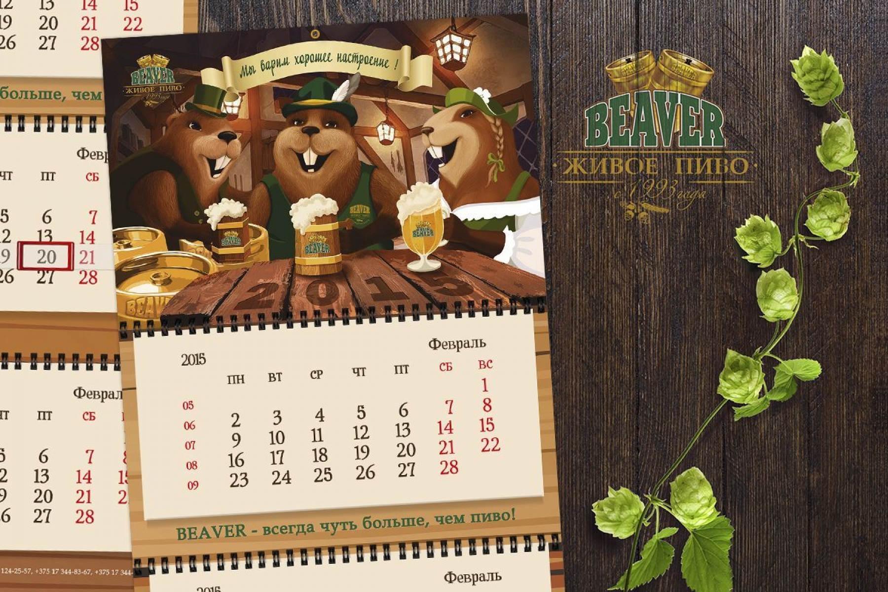 Дизайн-концепция календаря настенного на 2015 г. для "Beaver"