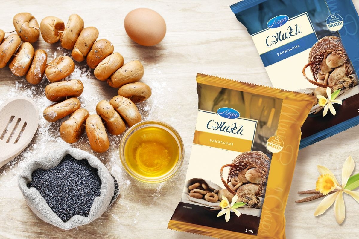 Разработка концепции дизайна упаковки сушек ТМ "Ледаком"