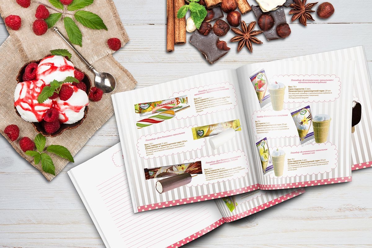 Разработка дизайн-концепции каталога мороженого "Complimilk"