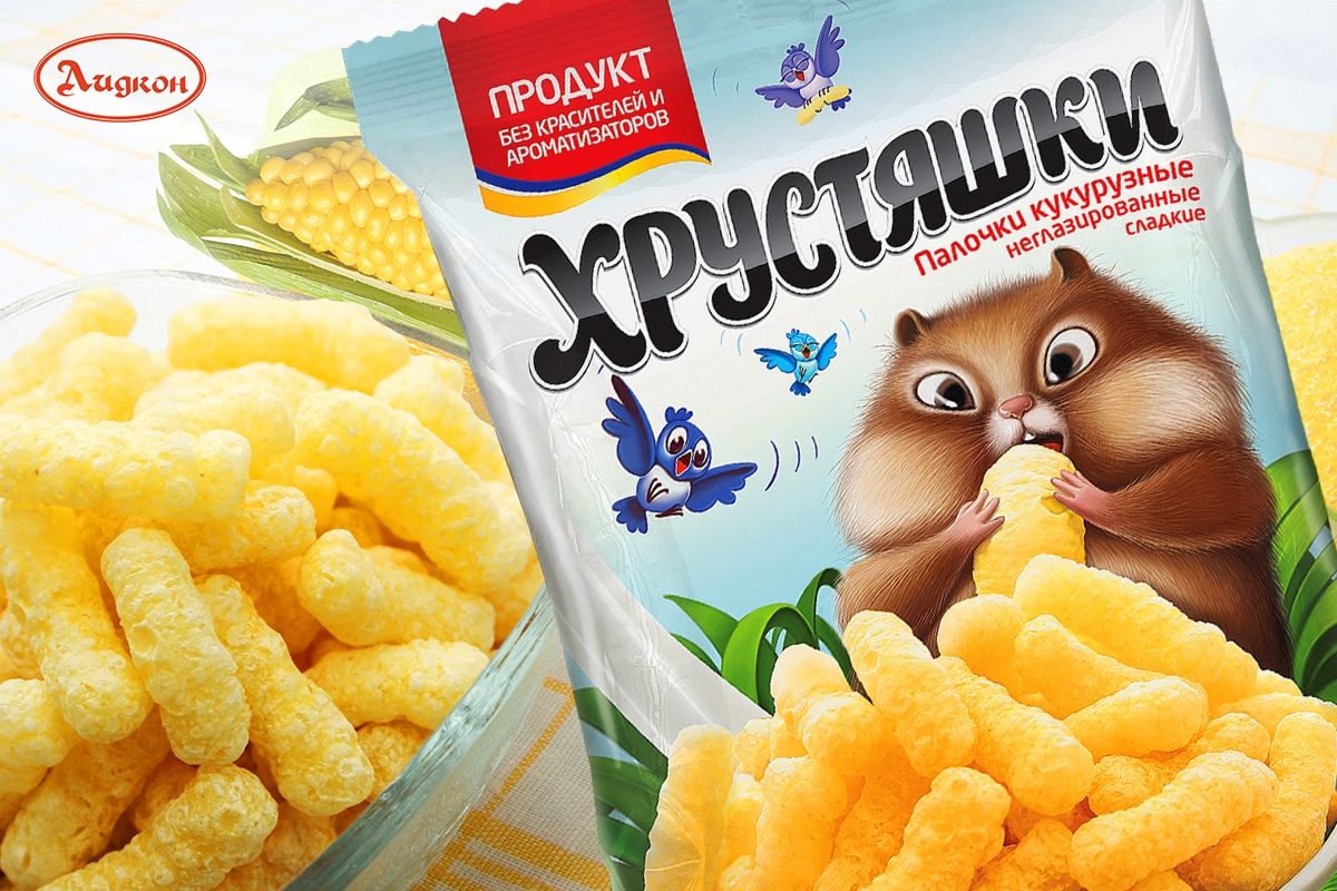 Комплексная разработка ТМ "Хрустяшки", дизайн упаковки