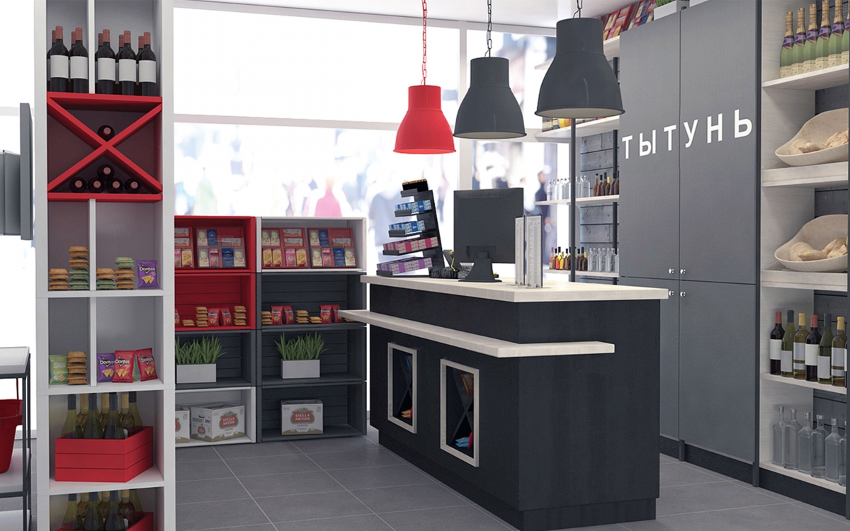 Разработка дизайна интерьера магазина "VINO^TUT"