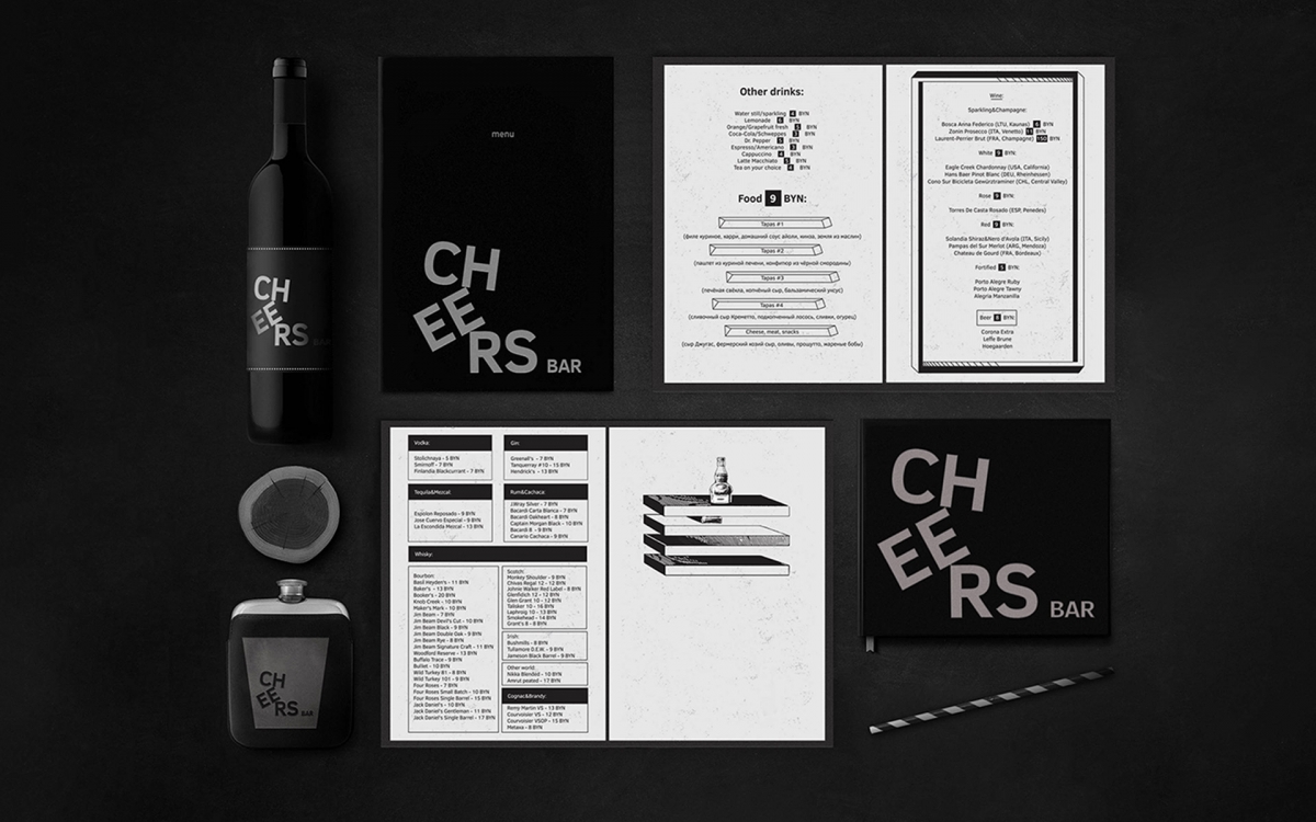 Разработка фирменного стиля бара "CHEERS"