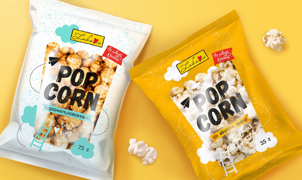 Дизайн упаковки попкорна ТМ "Zabava"