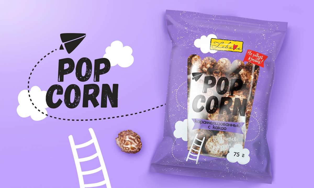 Дизайн упаковки попкорна ТМ "Zabava"