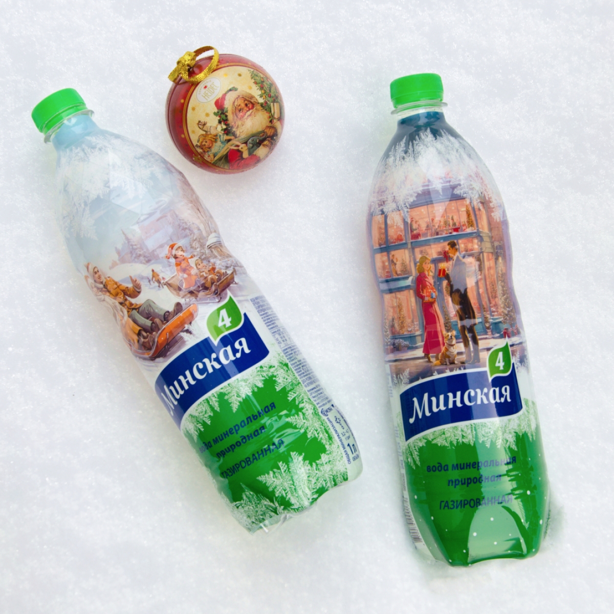 Дизайн новогодней серии минеральной воды
