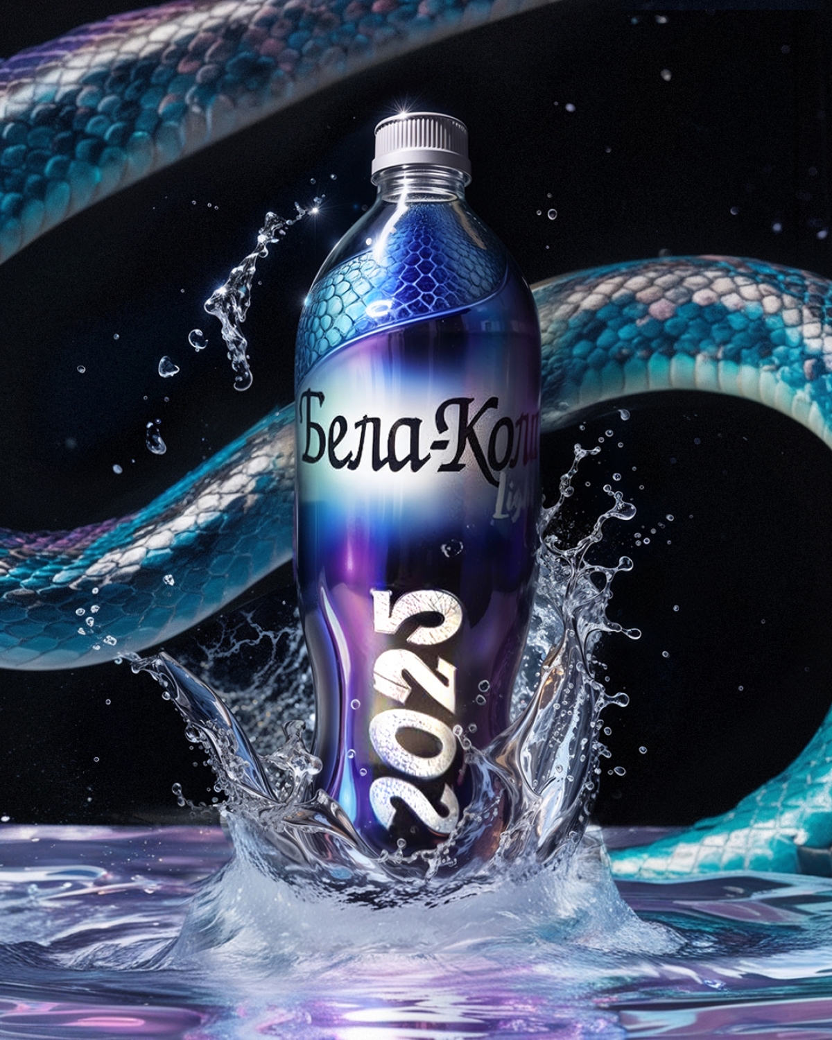 Дизайн новогодней серии напитков "Бела-Кола"