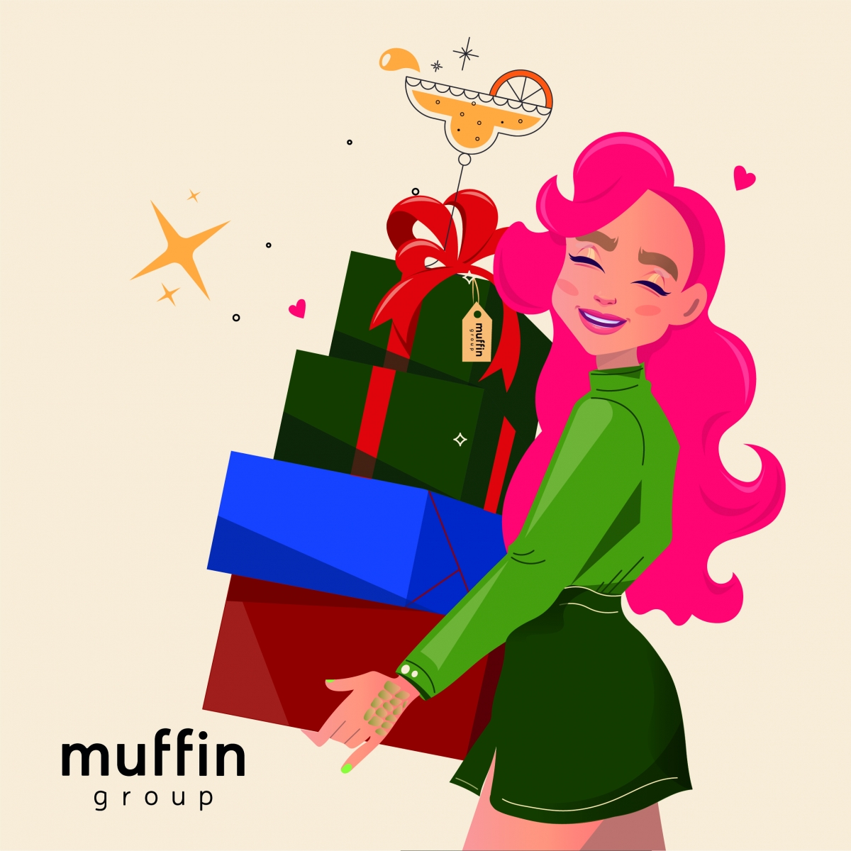 Дизайн новогодней открытки Muffin Group