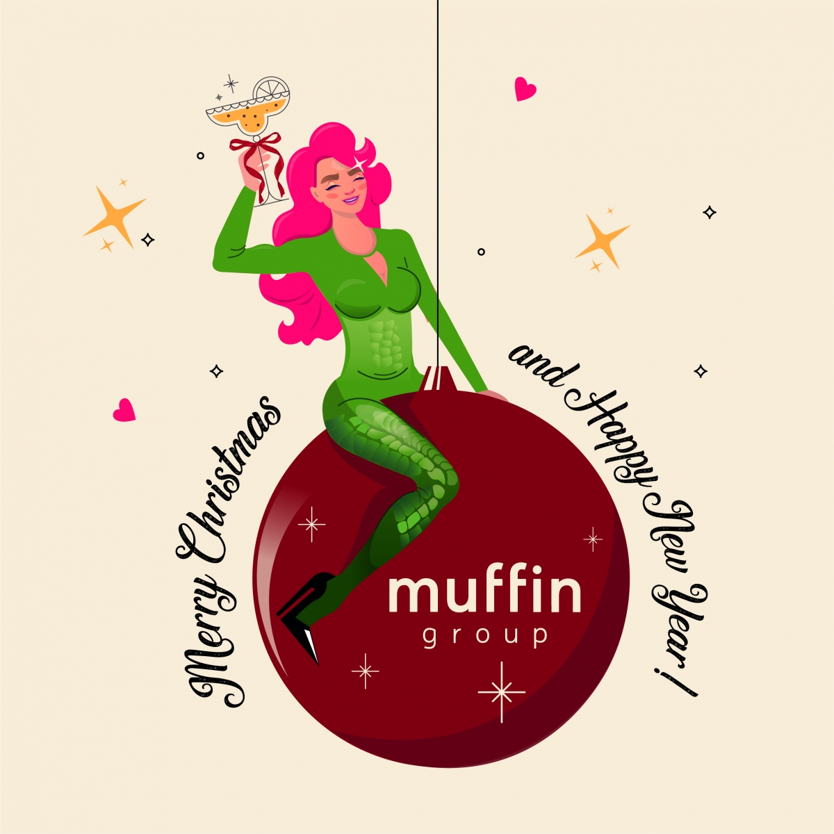 Дизайн новогодней открытки Muffin Group