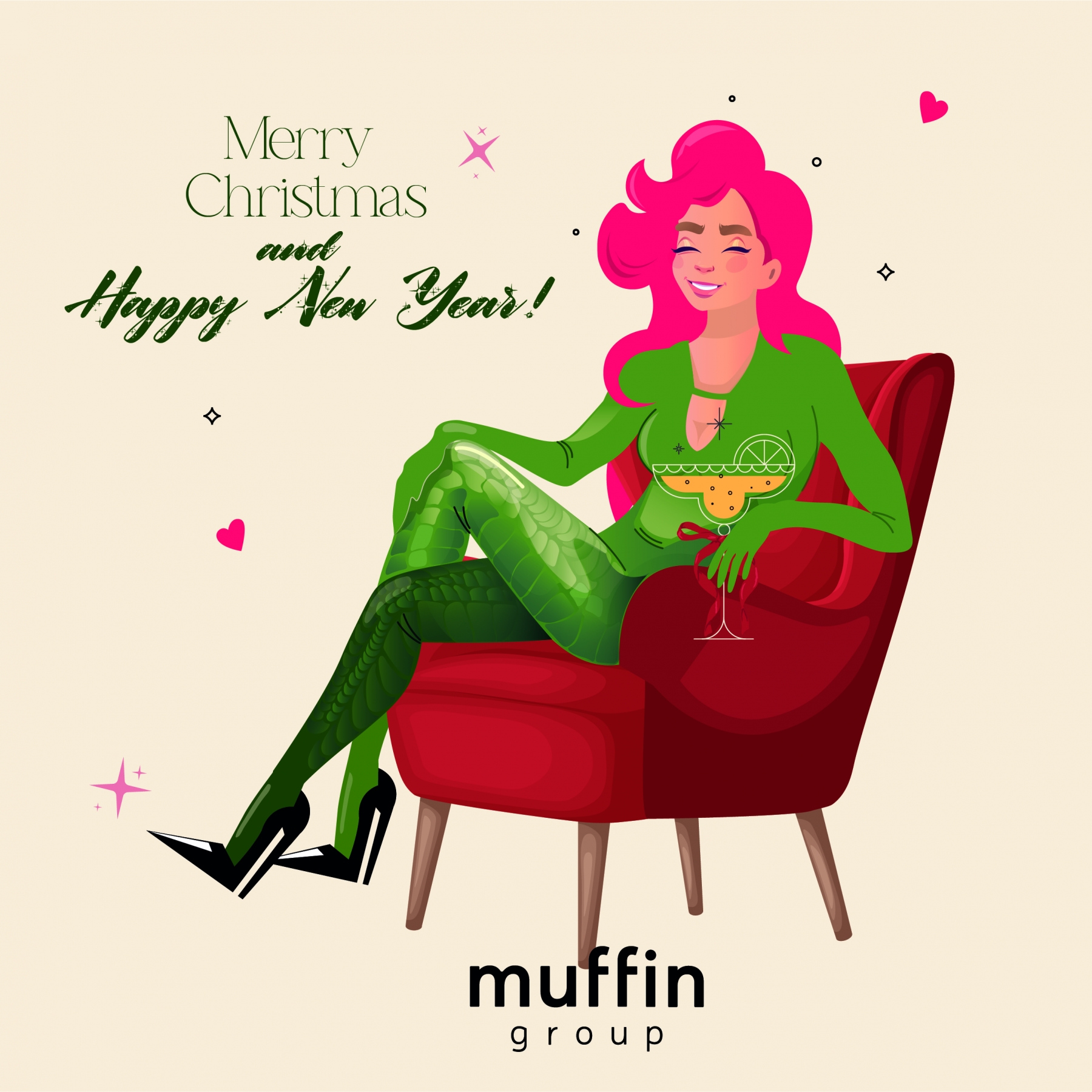 Дизайн новогодней открытки Muffin Group